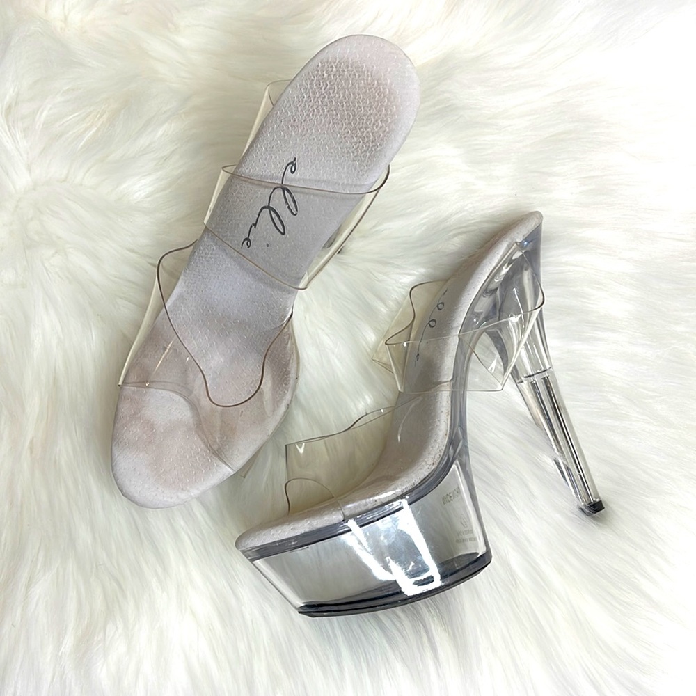 ❗️SOLD❗️ELLIE- CLEAR DANCER OR STRIPPER STILETTOS SIZE 7 - Picture 1 of 8